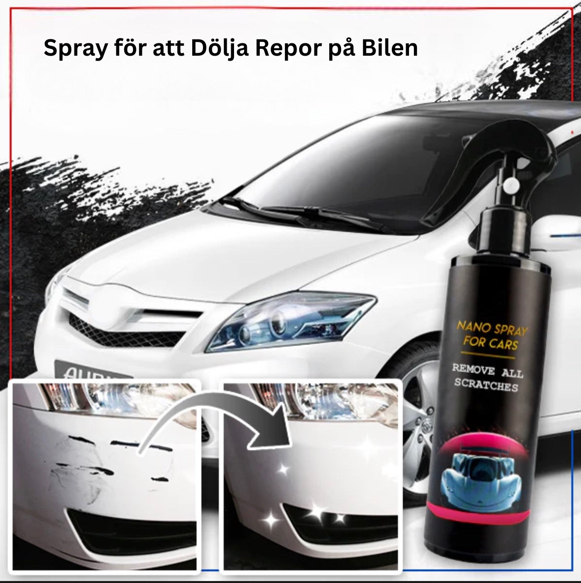 Spray för att dölja repor på bilen