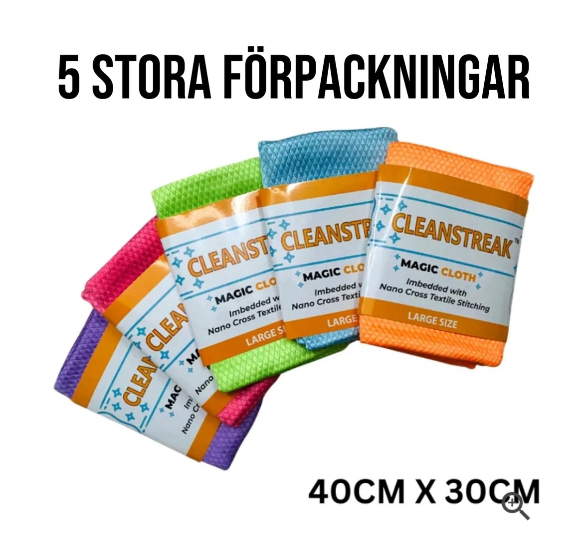 "Cleanstreak" rengöringsdukar - återanvändbara (5-pack)